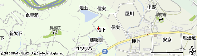 愛知県新城市矢部池下周辺の地図