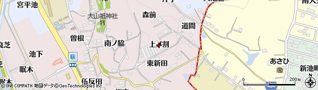 愛知県阿久比町（知多郡）萩（上ノ割）周辺の地図