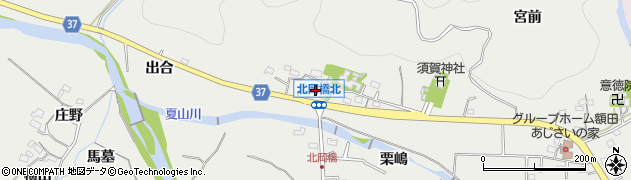 愛知県岡崎市樫山町（北岡）周辺の地図