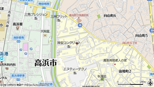 〒444-1314 愛知県高浜市論地町の地図