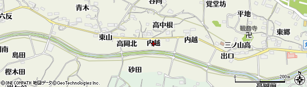 愛知県阿久比町（知多郡）矢高（内越）周辺の地図
