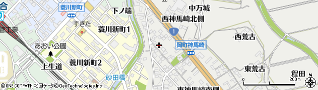 愛知県岡崎市岡町（西神馬崎南側）周辺の地図