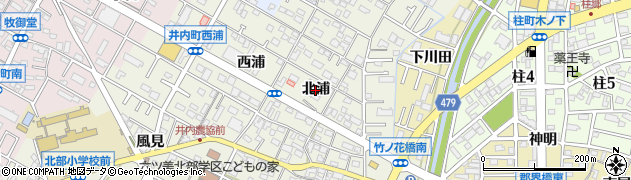 愛知県岡崎市井内町（北浦）周辺の地図