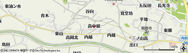 愛知県阿久比町（知多郡）矢高（高中根）周辺の地図
