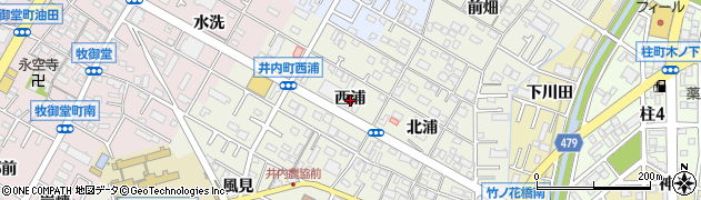 愛知県岡崎市井内町西浦周辺の地図