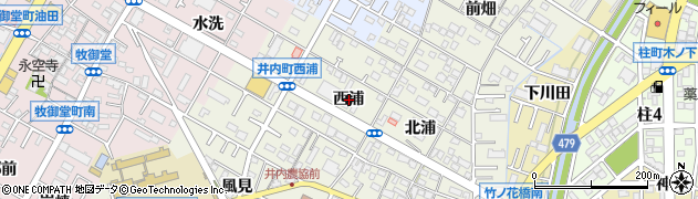 愛知県岡崎市井内町（西浦）周辺の地図