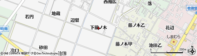 愛知県岡崎市中之郷町（下藤ノ木）周辺の地図