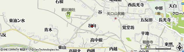 愛知県阿久比町（知多郡）矢高（谷向）周辺の地図