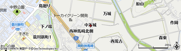 愛知県岡崎市岡町（中万城）周辺の地図