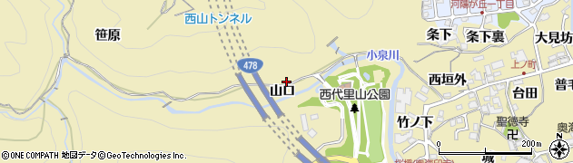 京都府長岡京市奥海印寺山口周辺の地図