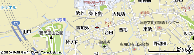 京都府長岡京市奥海印寺（北垣外）周辺の地図