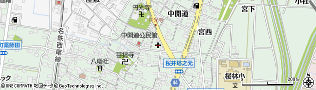 愛知県安城市桜井町寒池周辺の地図
