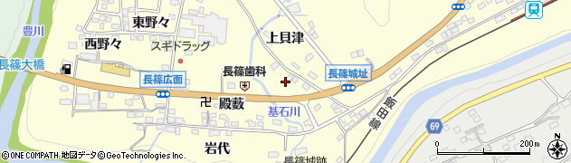 愛知県新城市長篠（矢貝津）周辺の地図