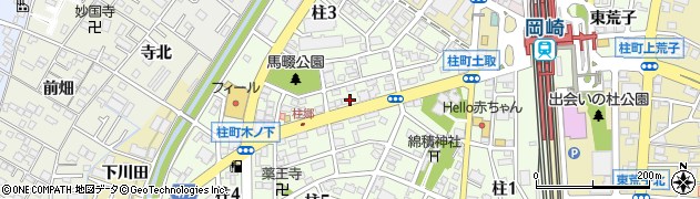 愛知県岡崎市柱町（世戸荒子）周辺の地図