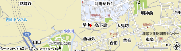 京都府長岡京市奥海印寺（条下）周辺の地図