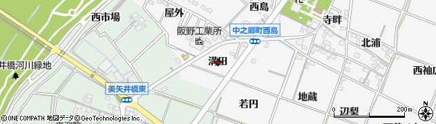 愛知県岡崎市中之郷町（溝田）周辺の地図
