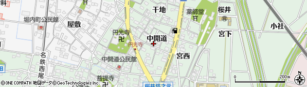 愛知県安城市桜井町中開道42周辺の地図