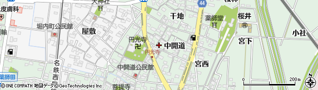 愛知県安城市桜井町中開道周辺の地図