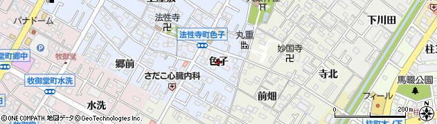 愛知県岡崎市法性寺町（色子）周辺の地図