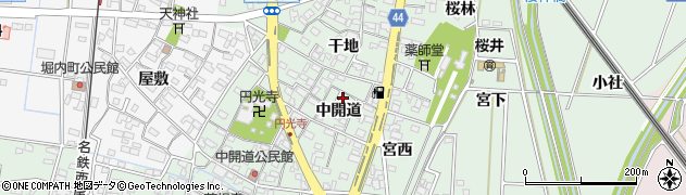 愛知県安城市桜井町中開道66周辺の地図