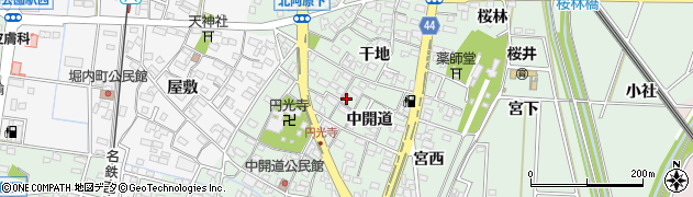 愛知県安城市桜井町中開道71周辺の地図