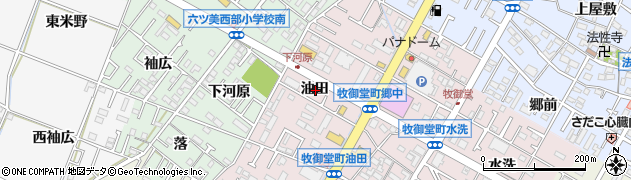愛知県岡崎市牧御堂町油田周辺の地図