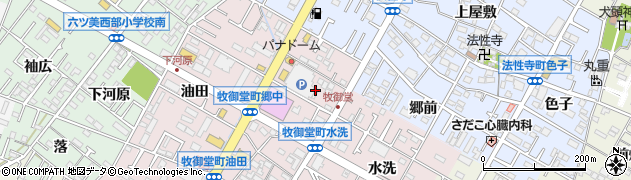 愛知県岡崎市牧御堂町溝畔周辺の地図