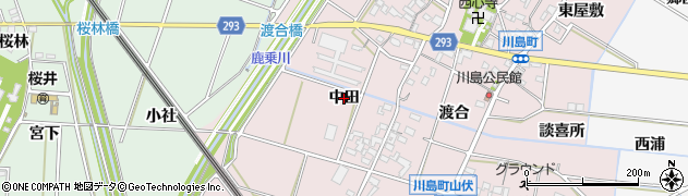 愛知県安城市川島町（中田）周辺の地図
