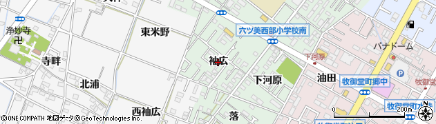 愛知県岡崎市赤渋町（袖広）周辺の地図