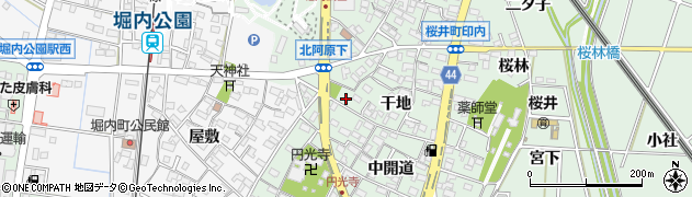 愛知県安城市桜井町干地16周辺の地図