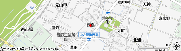 愛知県岡崎市中之郷町（西島）周辺の地図