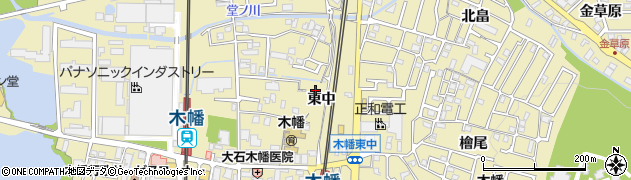京都府宇治市木幡東中周辺の地図