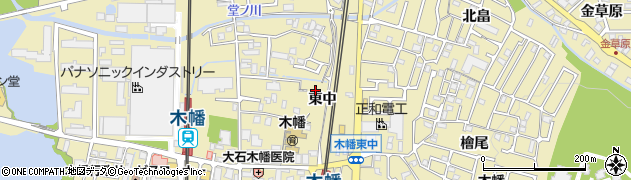 京都府宇治市木幡（東中）周辺の地図