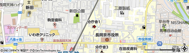 長岡京市役所総合政策部　検査指導課周辺の地図