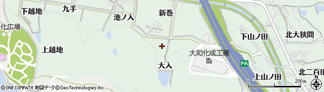 愛知県岡崎市保母町（大入）周辺の地図