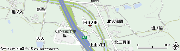 愛知県岡崎市保母町下山ノ田周辺の地図