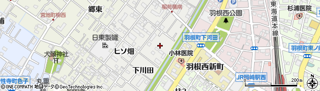 愛知県岡崎市上和田町（上川田）周辺の地図