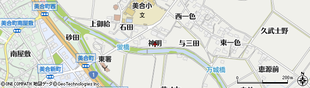 愛知県岡崎市岡町（神明）周辺の地図