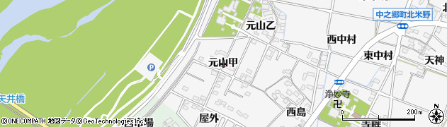 愛知県岡崎市中之郷町元山甲周辺の地図