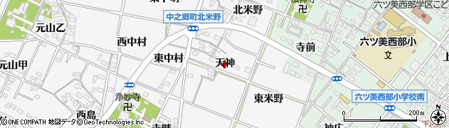 愛知県岡崎市中之郷町（天神）周辺の地図
