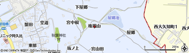 愛知県知多郡阿久比町宮津権現山周辺の地図