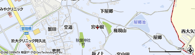 愛知県阿久比町（知多郡）宮津（宮中根）周辺の地図