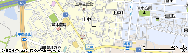 兵庫県加東市上中周辺の地図