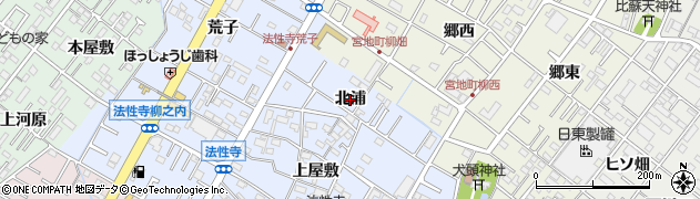 愛知県岡崎市法性寺町（北浦）周辺の地図