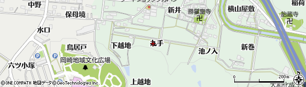 愛知県岡崎市保母町九手周辺の地図