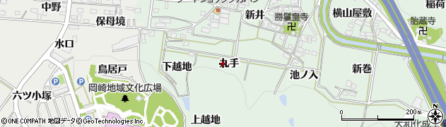 愛知県岡崎市保母町（九手）周辺の地図