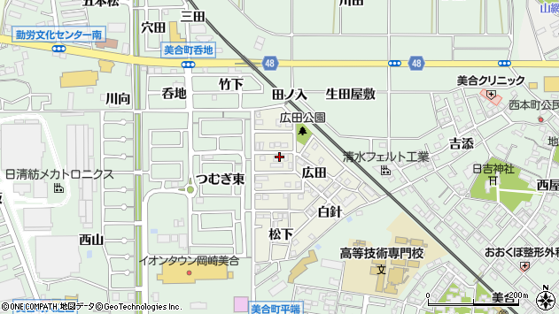 〒444-0807 愛知県岡崎市美合西町の地図