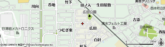 愛知県岡崎市美合西町周辺の地図