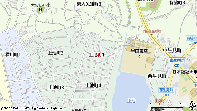 〒475-0004 愛知県半田市上池町の地図