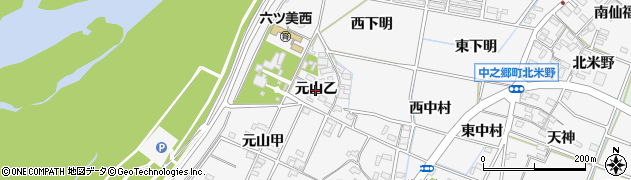 愛知県岡崎市中之郷町（元山乙）周辺の地図